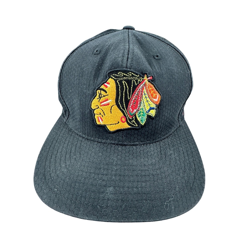 Mitchell Ness Chicago Blackhawks Hat Cap Vintage Hockey Black Snapback‎ Men